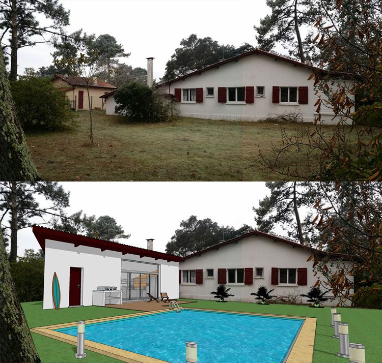 Extension maison de style landais à Labenne (40)