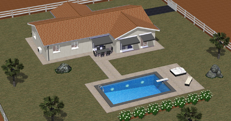 Plan maison avec perspective 3D