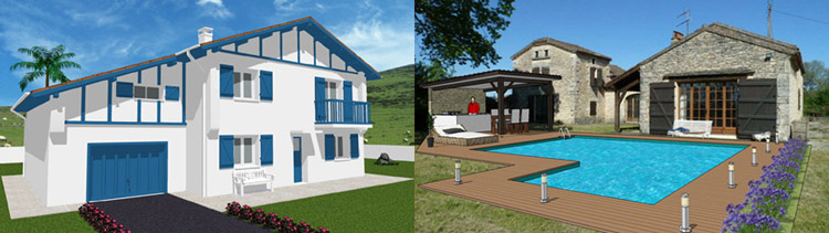 Projet de maison au Pays Basque (64) et projet d'extension d'un pool-house en Lot-et-Garonne (47)